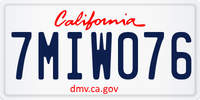 CA license plate 7MIW076