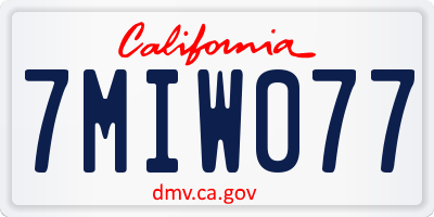 CA license plate 7MIW077
