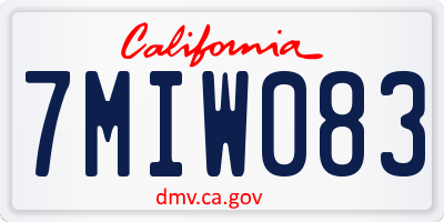 CA license plate 7MIW083