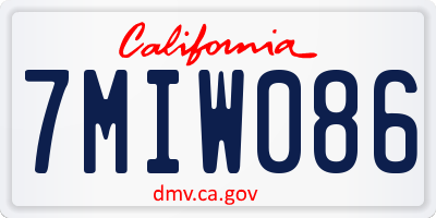 CA license plate 7MIW086