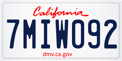 CA license plate 7MIW092