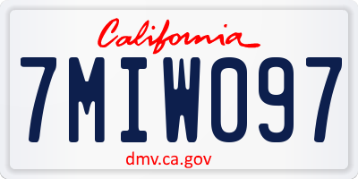 CA license plate 7MIW097