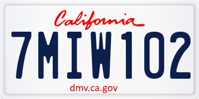 CA license plate 7MIW102