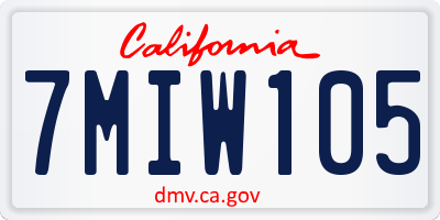 CA license plate 7MIW105