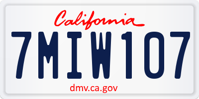 CA license plate 7MIW107