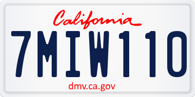 CA license plate 7MIW110