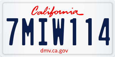 CA license plate 7MIW114