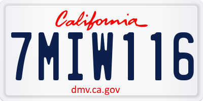 CA license plate 7MIW116