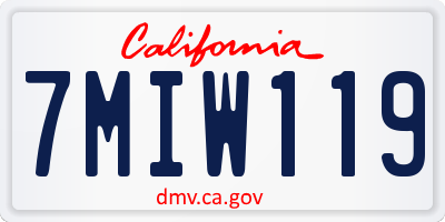 CA license plate 7MIW119