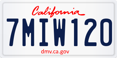 CA license plate 7MIW120