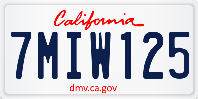 CA license plate 7MIW125