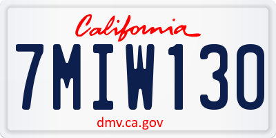 CA license plate 7MIW130