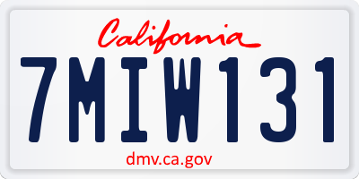 CA license plate 7MIW131