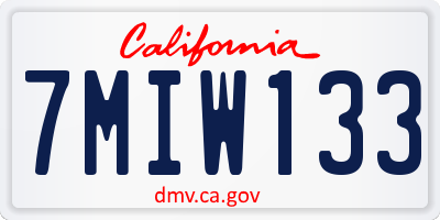 CA license plate 7MIW133
