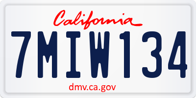 CA license plate 7MIW134