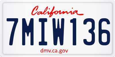 CA license plate 7MIW136