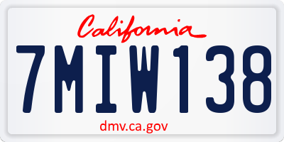 CA license plate 7MIW138