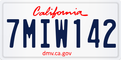 CA license plate 7MIW142