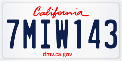 CA license plate 7MIW143