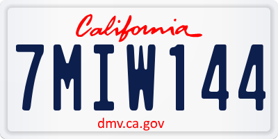 CA license plate 7MIW144
