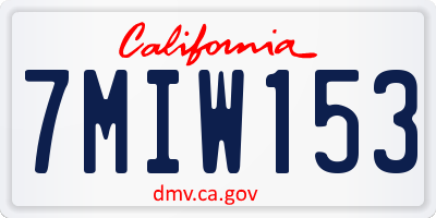 CA license plate 7MIW153