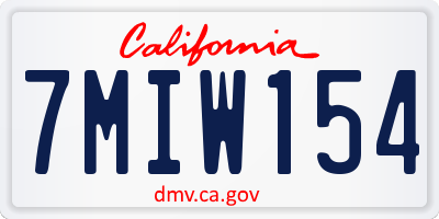 CA license plate 7MIW154