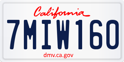 CA license plate 7MIW160