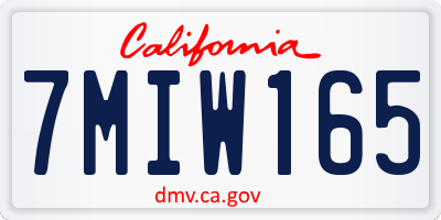 CA license plate 7MIW165