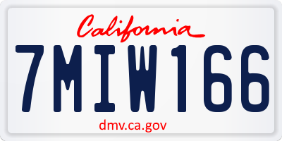 CA license plate 7MIW166