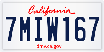 CA license plate 7MIW167