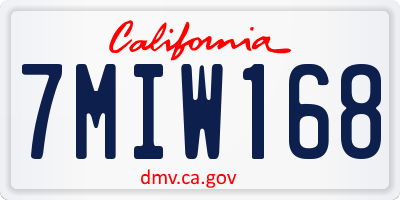 CA license plate 7MIW168