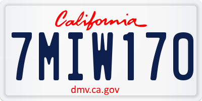 CA license plate 7MIW170
