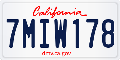 CA license plate 7MIW178