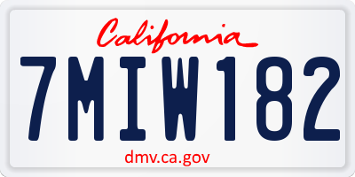 CA license plate 7MIW182