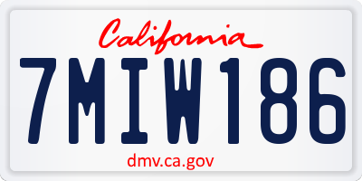CA license plate 7MIW186