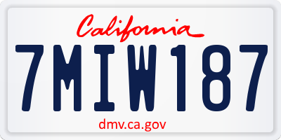 CA license plate 7MIW187