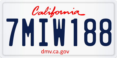 CA license plate 7MIW188