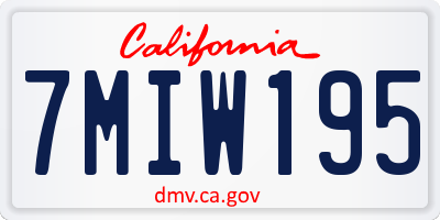 CA license plate 7MIW195