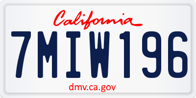 CA license plate 7MIW196