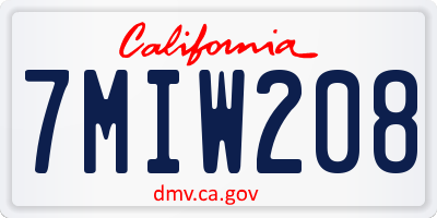 CA license plate 7MIW208