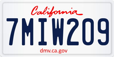 CA license plate 7MIW209
