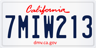 CA license plate 7MIW213