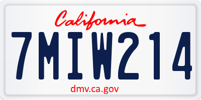 CA license plate 7MIW214