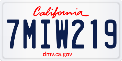 CA license plate 7MIW219