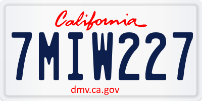 CA license plate 7MIW227