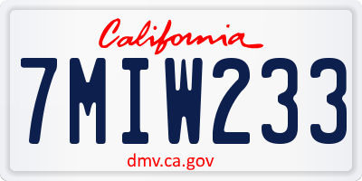 CA license plate 7MIW233