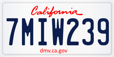 CA license plate 7MIW239
