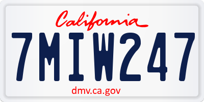 CA license plate 7MIW247