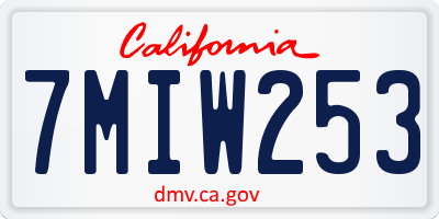 CA license plate 7MIW253