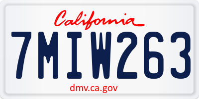 CA license plate 7MIW263